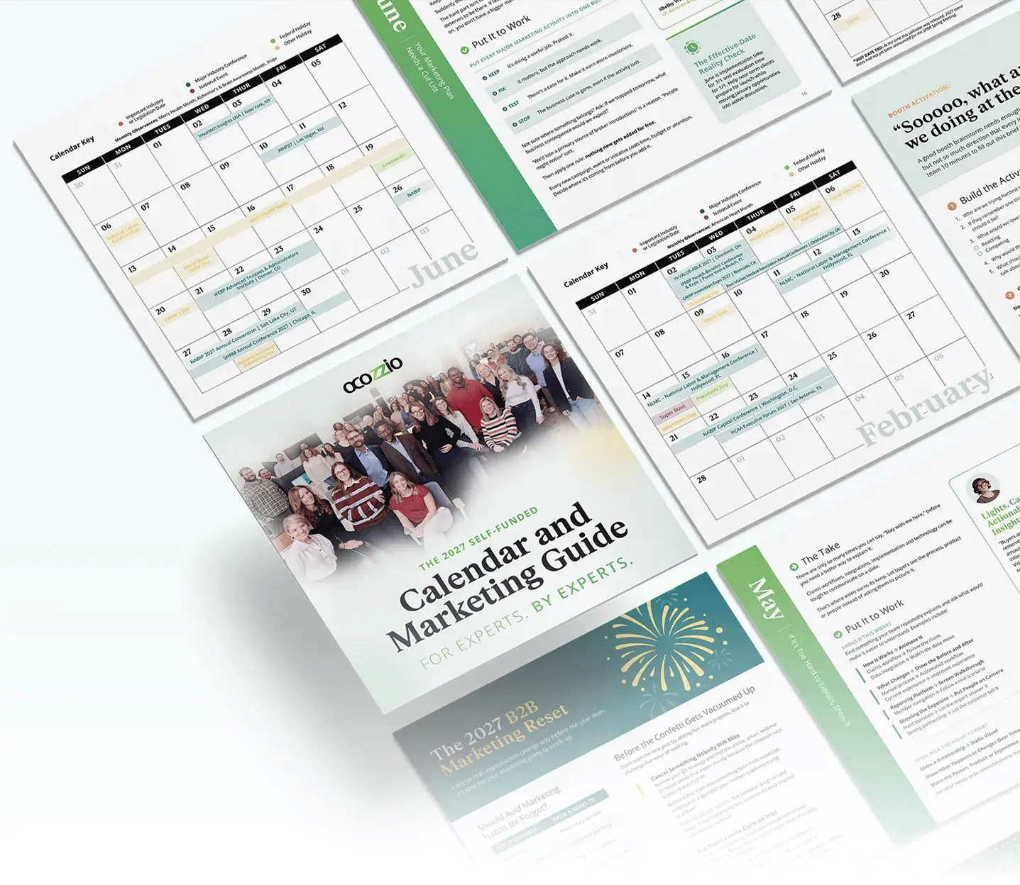 Pages from the 2027 Self-Funded Industry Calendar and Marketing Guide