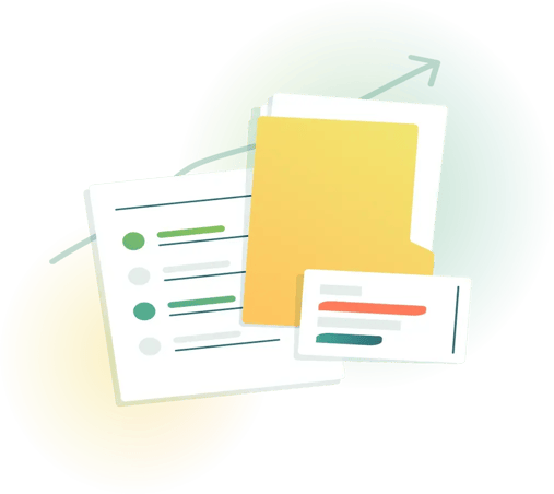 Graphic of some documents above folders